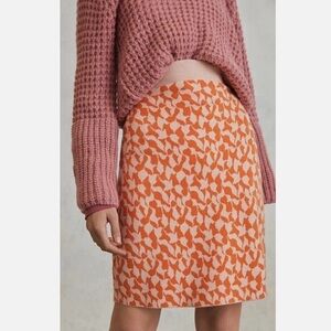 Anthropologie Anja Sweater knit Skirt Orange/pink Geo print Skirt by Maeve M